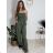 Overal dlhý elegantný žabičkovaný carmen bez rukávov dámsky (S/M/L ONE SIZE) TALIANSKA MÓDA IM425322