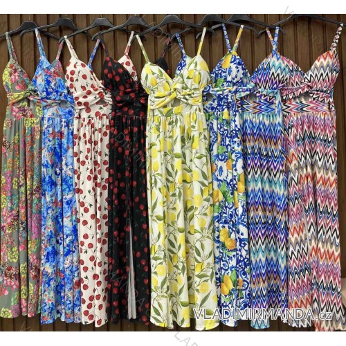 Šaty dlhé letné citrónky lemon na ramienka dámske LEMON (XS/S/M ONE SIZE) TALIANSKA MÓDA IMWHD252358/DUR XS/S/M modrá