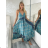 Šaty dlhé letné na ramienka dámske RAMONA (S/M/L ONE SIZE) INDICKÁ MÓDA IMWKA251062-1/DUR S/M/L modrá