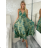 Šaty dlhé letné na ramienka dámske RAMONA (S/M/L ONE SIZE) INDICKÁ MÓDA IMWKA251062-2/DUR zelená S/M/L