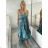 Šaty dlhé letné na ramienka dámske RAMONA (S/M/L ONE SIZE) INDICKÁ MÓDA IMWKA251062-1/DUR S/M/L modrá