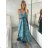 Šaty dlhé letné na ramienka dámske RAMONA (S/M/L ONE SIZE) INDICKÁ MÓDA IMWKA251062-1/DUR S/M/L modrá