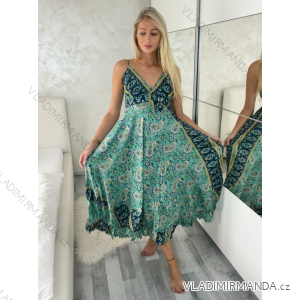 Šaty dlhé letné na ramienka dámske RAMONA (S/M/L ONE SIZE) INDICKÁ MÓDA IMWKA251062-4/DU