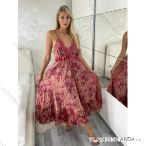 Šaty dlhé letné na ramienka dámske RAMONA (S/M/L ONE SIZE) INDICKÁ MÓDA IMWKA251062-5/DUR
