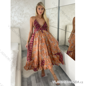 Šaty dlhé letné na ramienka dámske RAMONA (S/M/L ONE SIZE) INDICKÁ MÓDA IMWKA251062-6/DU