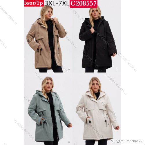 Bunda predĺžená jesenná s kapucňou na zips dlhý rukáv dámska nadrozmer (3XL - 7XL) SWEST IMWSW25C208557