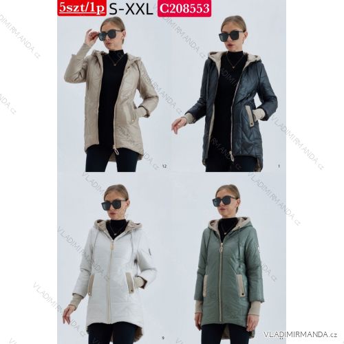 Bunda jesenná s kapucňou na zips dlhý rukáv dámska nadrozmer (S - 2XL) SWEST IMWSW25C208553