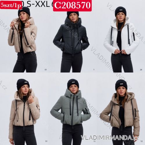 Bunda krátka jesenná s kapucňou na zips dlhý rukáv dámska nadrozmer (S - 2XL) SWEST IMWSW25C208570