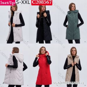 Kabát jesenný s kapucňou na zips bez rukávu dámsky nadrozmer (S - 2XL) SWEST IMWSW25C208567