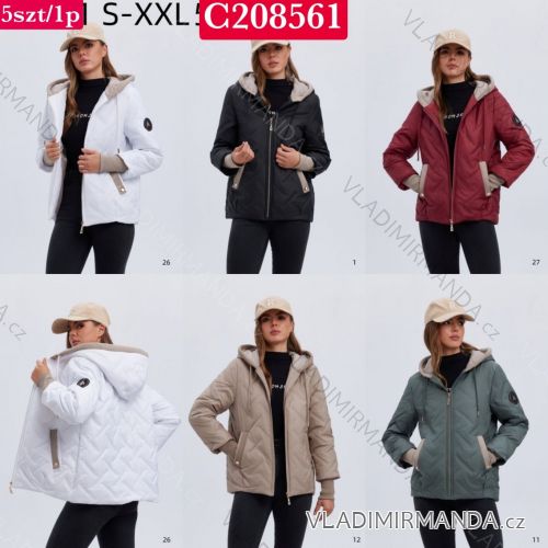 Bunda jesenná s kapucňou na zips dlhý rukáv dámska nadrozmer (S - 2XL) SWEST IMWSW25C208561