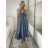 Šaty dlhé letné na ramienka dámske RAMONA (S/M/L ONE SIZE) INDICKÁ MÓDA IMWKA251062-10/DU S/M/L tmavo modrá