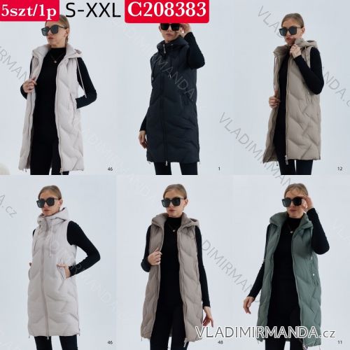 Vesta jesenná s kapucňou na zips bez rukávu dámska nadrozmer (S - 2XL) SWEST IMWSW25C208383