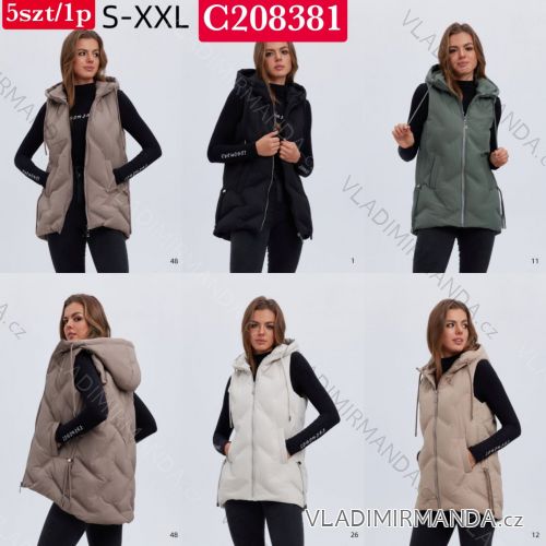 Vesta jesenná s kapucňou na zips bez rukávu dámska nadrozmer (S - 2XL) SWEST IMWSW25C208381