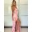 Šaty dlhé elegantné saténové na ramienka dámske (XS/S/M ONE SIZE) TALIANSKA MÓDA IMHMS251658/DU -   béžová -   S / M