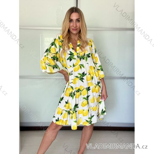 Šaty letné košeľové dlhý rukáv dámske (S/M/L ONE SIZE) TALIANSKA MÓDA IMSL250002