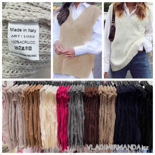 Sveter vesta pletená bez rukávu dámsky (S/M/L ONE SIZE) TALIANSKA MÓDA IMWHA252720