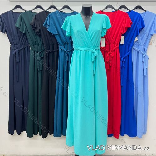 Šaty dlhé letné krátky rukáv dámske (S/M/L ONE SIZE) TALIANSKA MÓDA IM425498