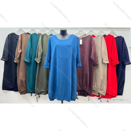 Šaty voľnočasové dlhý rukáv dámske nadrozmer (52/54/56 ONE SIZE) TALIANSKA MÓDA IM425508