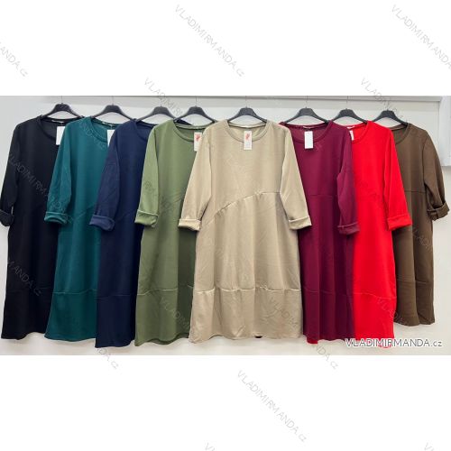 Šaty teplé dlhý rukáv dámske nadrozmer (48/50/52 ONE SIZE) TALIANSKA MÓDA IM425514
