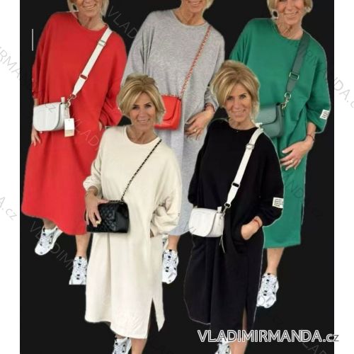 Šaty teplé dlhý rukáv dámske nadrozmer (54/56/58 ONE SIZE) TALIANSKA MÓDA IM425515