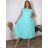 Šaty dlhé oversize elegantní plisované krátky rukáv dámske nadrozmer EMILIA (42/44/46 ONE SIZE) TALIANSKA MÓDA IM425EMILIA/DUR sv. modrá 42/44/46