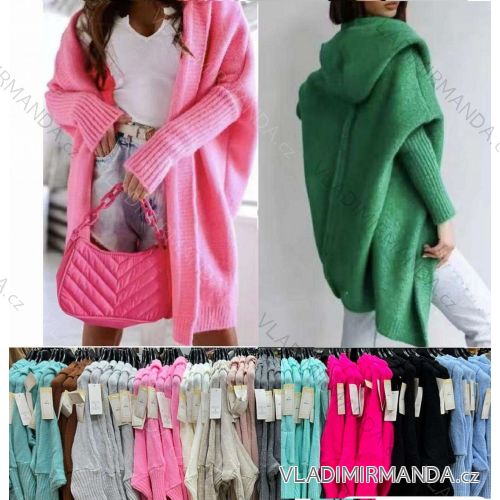 Cardigan pletený s kapucňou dlhý rukáv dámsky (S/M/L ONE SIZE) INDICKÁ MÓDA IMWKA252698