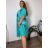 Šaty voľnočasové letné oválne krátky rukáv dámske nadrozmer INGRID (52/54/56 ONE SIZE) TALIANSKA MÓDA IM425465/DU  zelená khaki