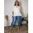 Košeľa bavlnená 3/4 dlhý rukáv dámska nadrozmer INGE (42/44/46 ONE SIZE) TALIANSKA MODA IM725161/DU  biela