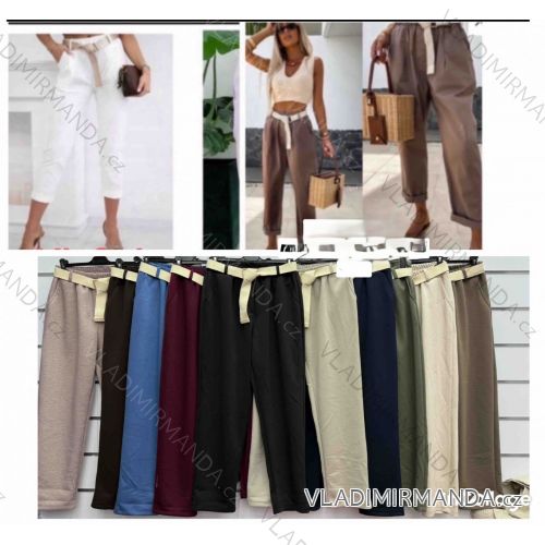 Nohavice elegantné s opaskom 3/4 krátke MASELKO dámske (S/M/L ONE SIZE) TALIANSKA MÓDA IMWGA252806