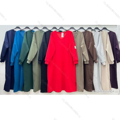 Šaty mikinové dlhý rukáv MASELKO dámske nadrozmer (54/56/58 ONE SIZE) TALIANSKA MÓDA IM425526