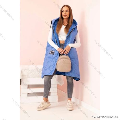 Bunda jesenná s kapucňou na zips bez rukávu dámska nadrozmer (52/54/56 ONE SIZE) TALIANSKA MÓDA IM425533