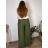 Nohavice letní dlouhé kalhoty dámske nadrozměr (50/52/54 ONE SIZE) TALIANSKA MÓDA IM3251112/DUR 50/52/54 zelená khaki