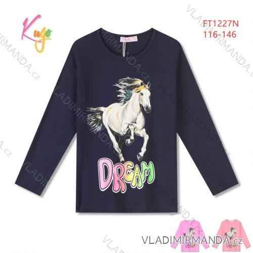 Tričko dlhý rukáv detské až dorast dievčenské (116-146) KUGO FT251227N
