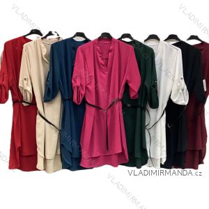 Šaty krátke elegantné s opaskom 3/4 dlhý rukáv dámske (S/M/L ONE SIZE) TALIANSKA MÓDA IMC25326