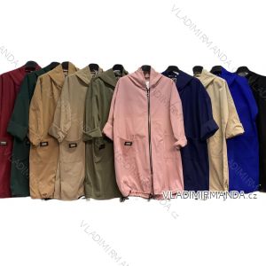 Bunda predĺžená jesenná s kapucňou na zips dlhý rukáv dámska nadrozmer (50/52/54 ONE SIZE) TALIANSKA MÓDA IMC25331