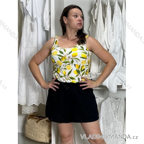 Tielko letné kvetované, bodka a citrónky lemon dámske nadrozmer SUMMER  (M/L/XL ONE SIZE) TALIANSKA MÓDA IMM25M0711XL