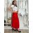 Sukňa dlhá skladaná s opaskom dámska BARARA (S/M/L ONE SIZE) TALIANSKA MÓDA IM425251/DU S/M/L červená