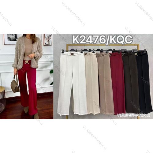 Nohavice dlhé elegantné s opaskom dámske (S/M/L ONE SIZE) TALIANSKA MÓDA IMC25343