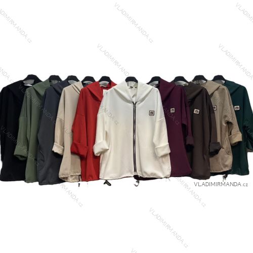 Mikina slabá s kapucňou na zips dlhý rukáv dámska nadrozmer (50/52/54 ONE SIZE) TALIANSKA MÓDA IMC25350
