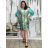 Šaty letné 3/4 rukáv oversize dámske AMELIA (S/M/L ONE SIZE) TALIANSKA MÓDA IMPEM25CA2800/DU S/M/L zelená