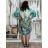 Šaty letné 3/4 rukáv oversize dámske AMELIA (S/M/L ONE SIZE) TALIANSKA MÓDA IMPEM25CA2800/DU S/M/L zelená