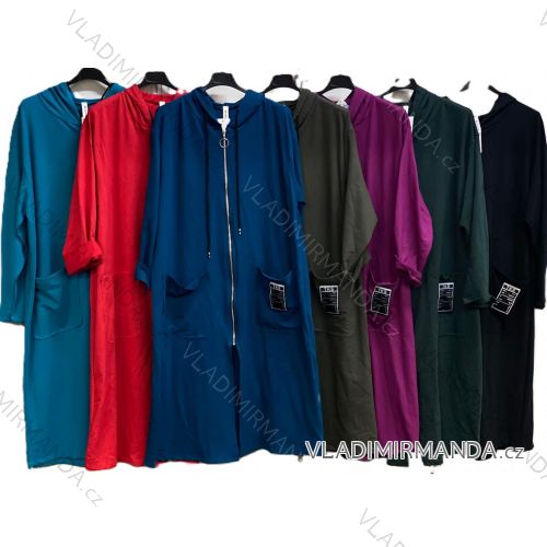 Mikina predĺžená slabá s kapucňou na zips dlhý rukáv dámska nadrozmer (52/54/56 ONE SIZE) TALIANSKA MÓDA IMC25359