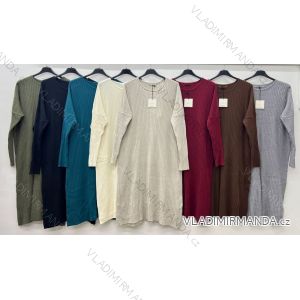 Šaty úpletové dlhý rukáv dámske nadrozmer (54/56/58 ONE SIZE) TALIANSKA MÓDA IM425546
