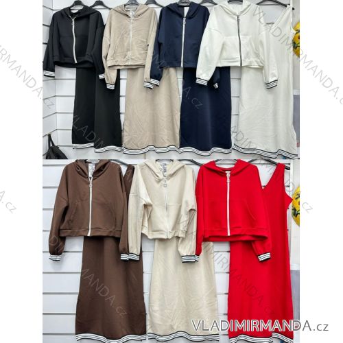 Súprava šaty a mikina dlhý rukáv dámska (S/M/L ONE SIZE) TALIANSKA MÓDA IMWGM252732