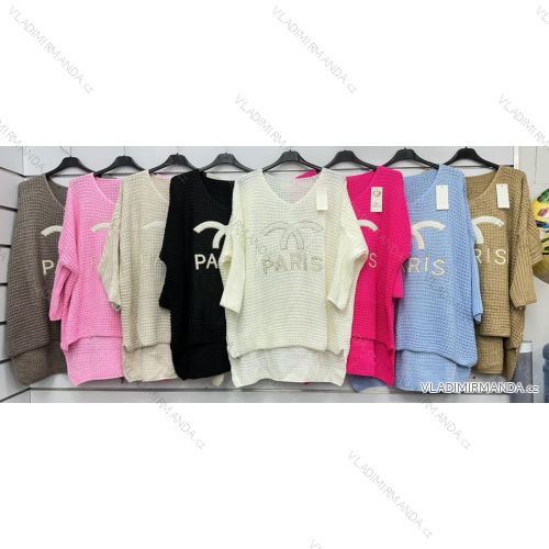 Sveter pletený teplý dlhý rukáv dámsky (S/M/L ONE SIZE) TALIANSKA MÓDA IMWGM252735