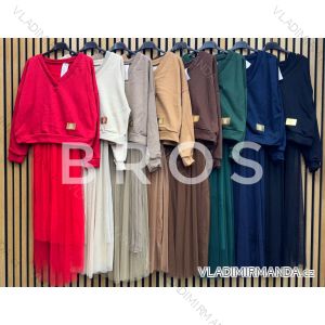 Súprava šaty a mikina dlhý rukáv dámska (S/M/L ONE SIZE) TALIANSKA MÓDA IMWGB252741
