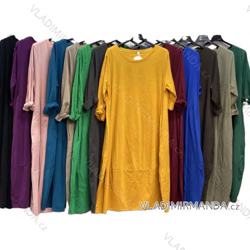 Šaty dlhé klasik dlhý rukáv dámske nadrozmer (46/48/50 ONE SIZE) TALIANSKA MÓDA IMC25373