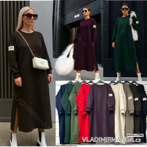 Šaty dlhé voľnočasové mikinová dlhý rukáv dámske (S/M/L ONE SIZE) TALIANSKA MÓDA IMWAD252778