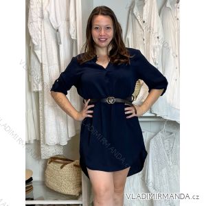 Tunika prodloužená košilová s páskem dlouhý rukáv dámská nadrozměr (2XL/3XL ONE SIZE) ITALSKÁ MÓDA IMD212156