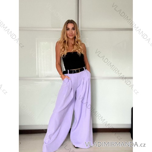 Nohavice elegantné s opaskom dámske (S/M/L ONE SIZE) TALIANSKA MÓDA IMPLI2517303/DU -   fialová -   S/M/L